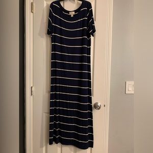 LOFT Navy and White stripped maxi dress